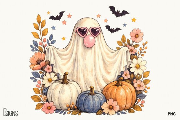 Download Cute Ghost Halloween Fall Flowers PNG - Flowers png Collection