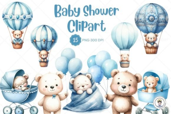 Download Blue Cute Newborn Baby Shower Clipart - Baby shower Collection