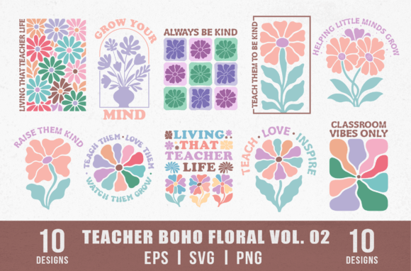 Download Retro Quotes Flower Designs for Teachers - Premium Bundle