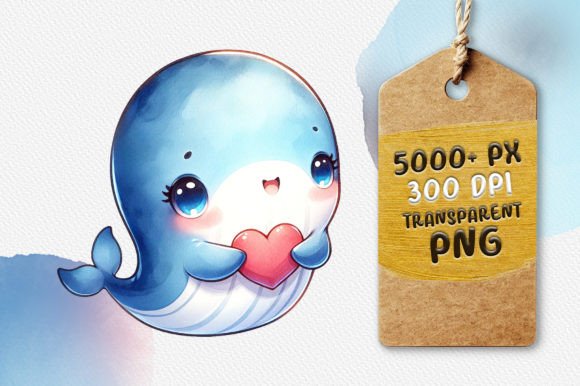Download Cute Whale Holding a Heart - Premium Resources