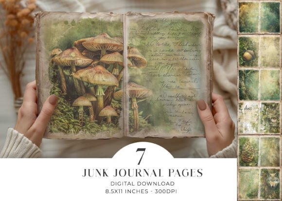 Download Woodland Junk Journal Bi Fold Pages - Page Collection