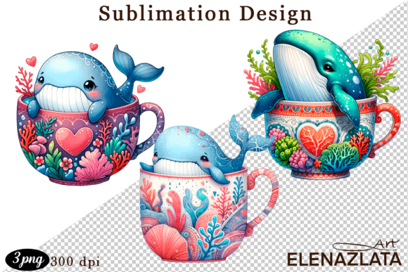 Download Cute Whale Animals in a Cup for Clipart - Cute whale Collection